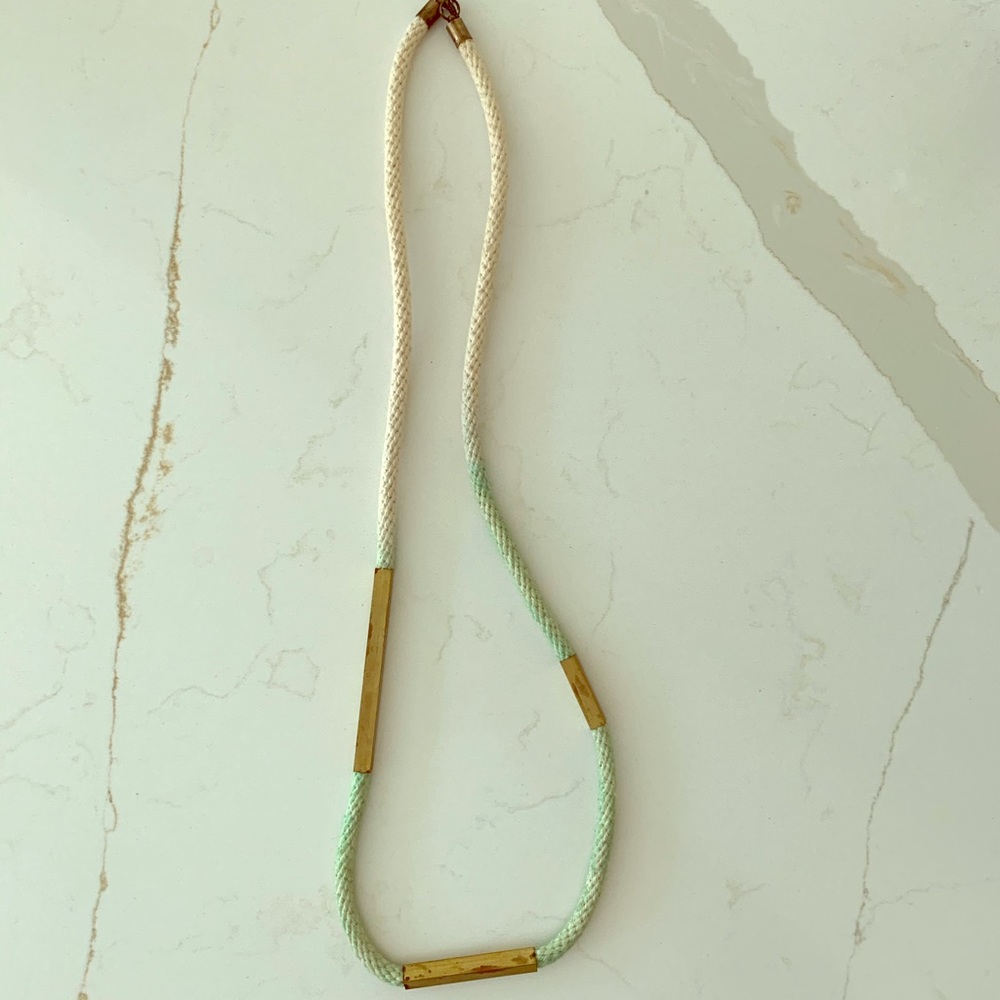 NWOT artisan-made rope necklace, brass hardware